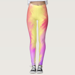 Legging Cotovelo-arco-íris, cor-de-rosa e Impressão amarel