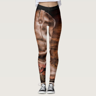 Legging Cou Rústico de Madeira do Cowboy Boots Barn Wood