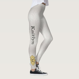 Legging Couro Branco Clássico Personalizado Faux