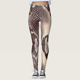 Legging Couro-cobra: textura castanha sem costura