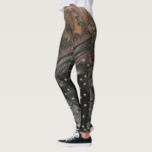 Legging Couro imperial gravado do samurai