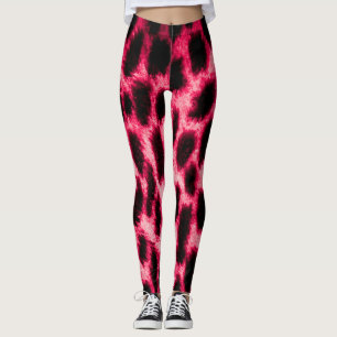 Legging Couro-Leopardo: Textura Vermelho-Preta.