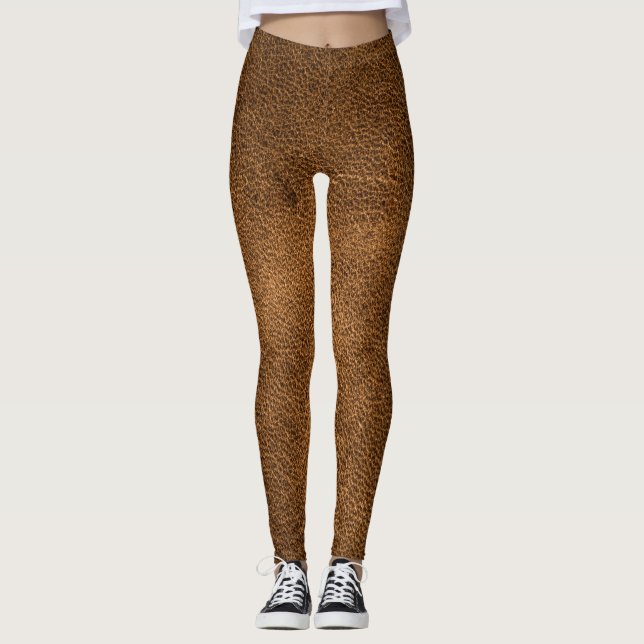 Legging Couro Marrom Antigo: Fundo Texturizado (Frente)