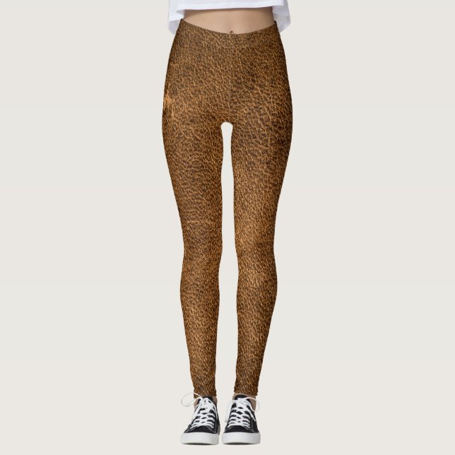 Legging Couro marrom envelhecido: Textura clássica (Frente)