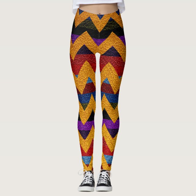 Legging Couro Moderno Chevron Colorido #15 (Frente)