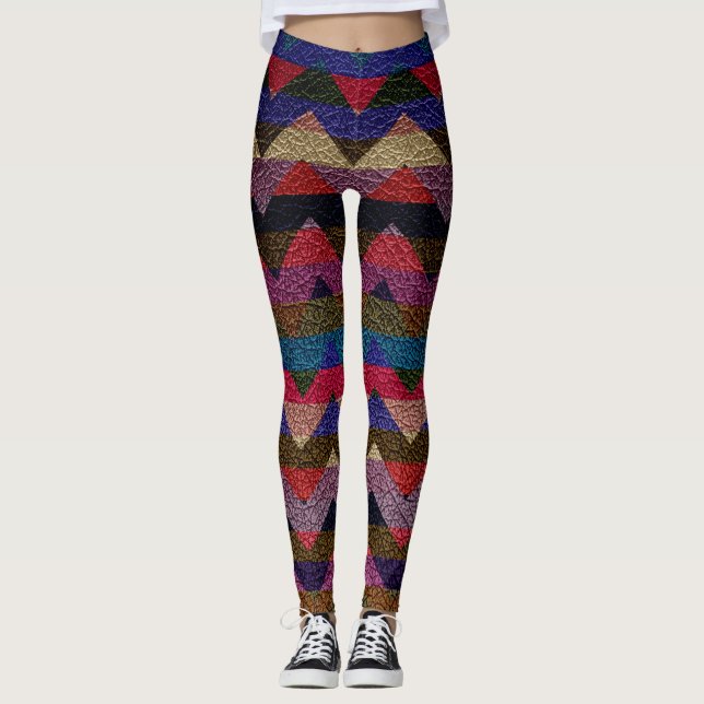 Legging Couro Moderno Colorido Chevron #18 (Frente)