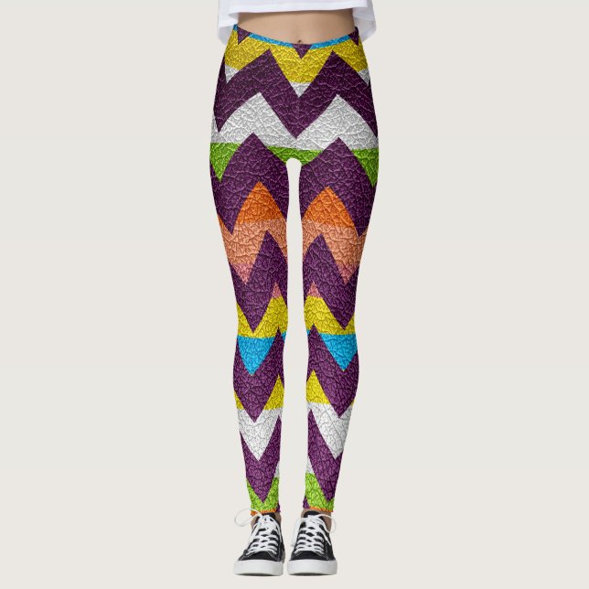 Legging Couro Moderno Colorido Chevron #20 (Frente)