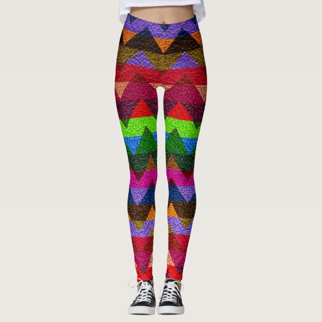 Legging Couro Moderno Colorido Chevron #21 (Frente)