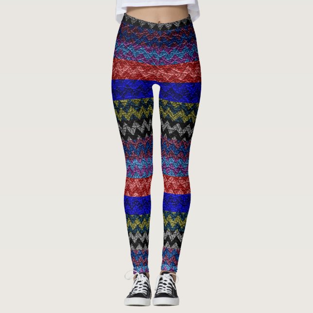 Legging Couro Moderno Colorido Chevron #29 (Frente)