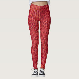 Legging Couro vermelho do jacaré do falso