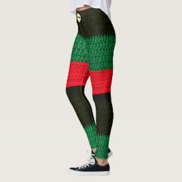 Legging Cowrie Shell Red Black Green Artisan Crochet Impre