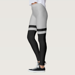 Legging Coxa preta e cinzenta listrada acima do joelho