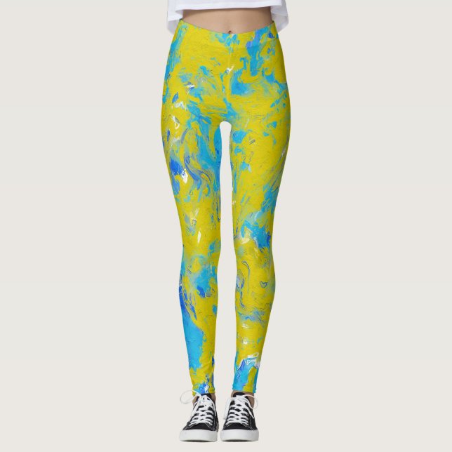 Legging Coxas amarelas, azuis e brancas (Frente)