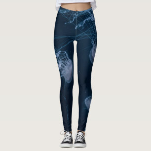 Legging Coxas brancas e azuis-da-água-vivas