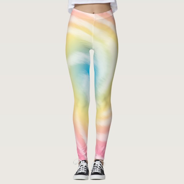Legging Coxas corantes amarelas e azuis cor-de-rosa (Frente)