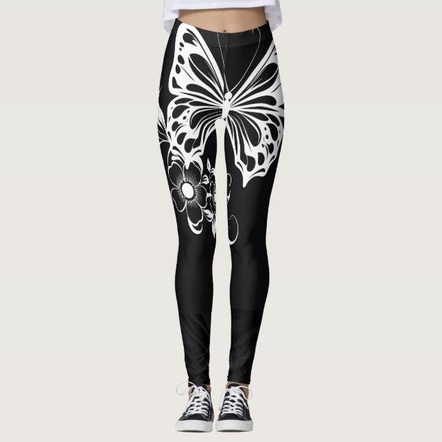 Legging Coxas de borboletas e flores (Frente)