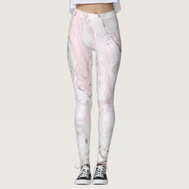 Legging Coxas De Mulheres Rosa E Efeito Marmoso Da Cinza