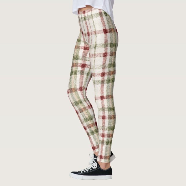 Legging Cozy Cream Green Red Stripes (Esquerda)