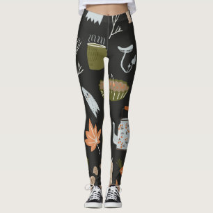 Legging Cozy Fall Elements: Padrão Quente.