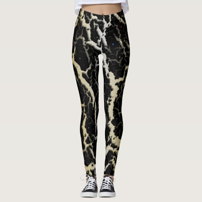 Legging Cracked Space Lava - White/Gold (Frente)
