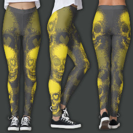 Legging Crânio Afiado | Amarelo & Cinza