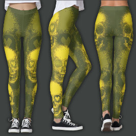 Legging Crânio Afiado | Amarelo e Lima Escuro
