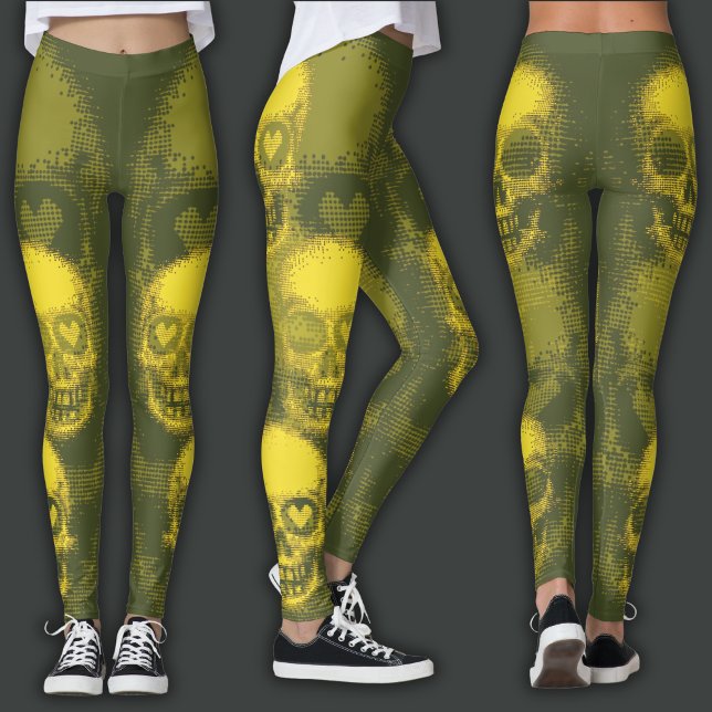 Legging Crânio Afiado | Amarelo e Lima Escuro (Criador carregado)