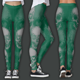 Legging Crânio Afiado | Cinza & Verde