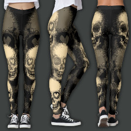Legging Crânio Afiado | Poeira Branca e Preto