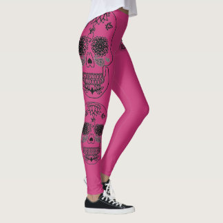 Legging Crânio cor-de-rosa e preto