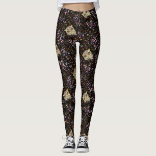 Legging Crânio de açúcar coruja e cor-de-rosa azul