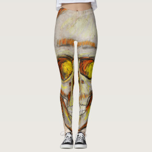 Legging Crânio Desenhado À Mão