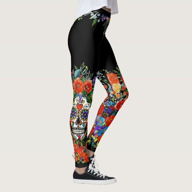 Legging Crânio do açúcar floral (Direita)
