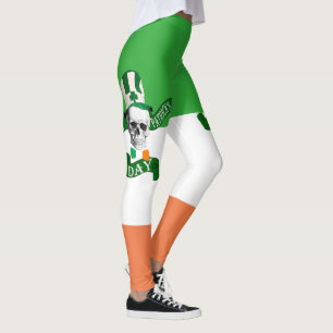Legging Crânio do Dia de São Patrício na bandeira