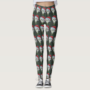 LEGGING CRÂNIO DO PAPAI NOEL MORTO, HUMOR DE ESQUELETO DE 