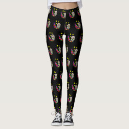 Legging Crânio e flores