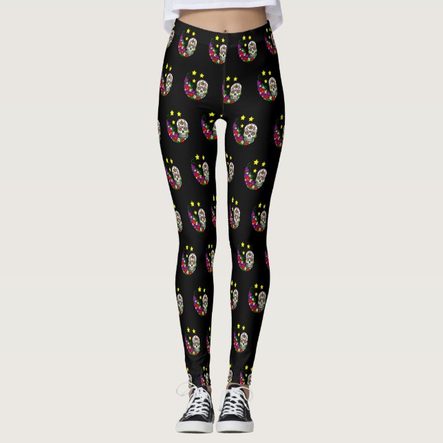 Legging Crânio e flores (Frente)