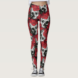 Legging crânio e rosas