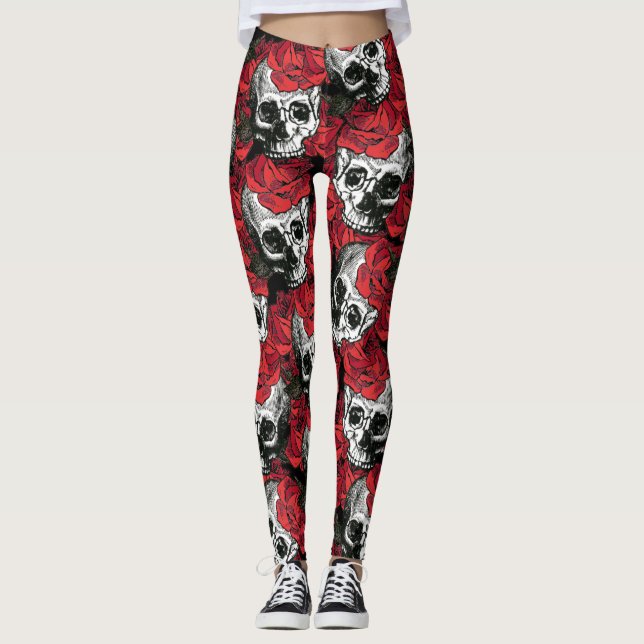 Legging crânio e rosas (Frente)