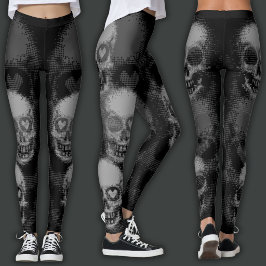 Legging Crânio Edgy | Cinza e Preto
