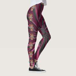 Legging Crânio em madeira talhada com coroa floral