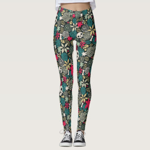 Legging Crânio nas flores
