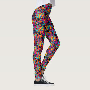 Legging Crânio Psicodélico Vibrante