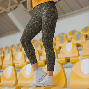 Legging Cránios de Açúcar do Dia dos Mortos Coloridos de D