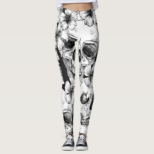Legging Crânios e flores (Frente)