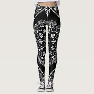 Legging Crânios e impressão do Bandana da flor de lis
