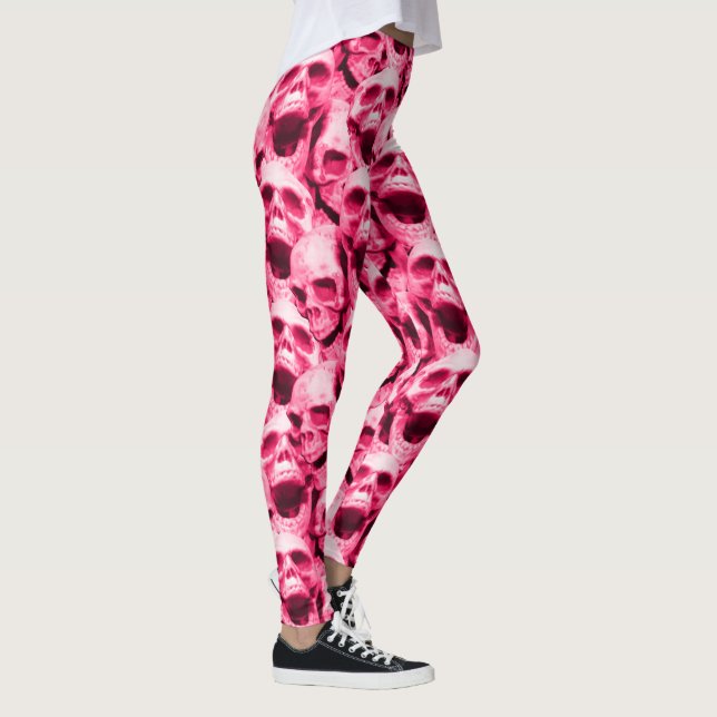 Legging Crânios Rosa Quente (Direita)