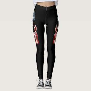 Legging Crânios vermelhos, brancos e azuis, em patas pret