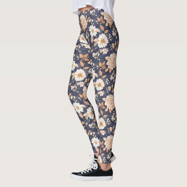 Legging Cream Floral do Marinho de outono (Esquerda)