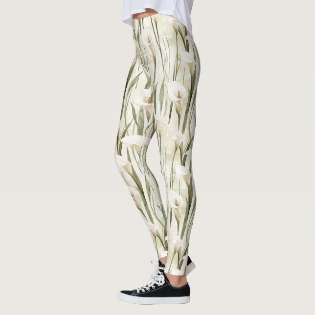Legging Cream White Calla Lily Floral (Esquerda)